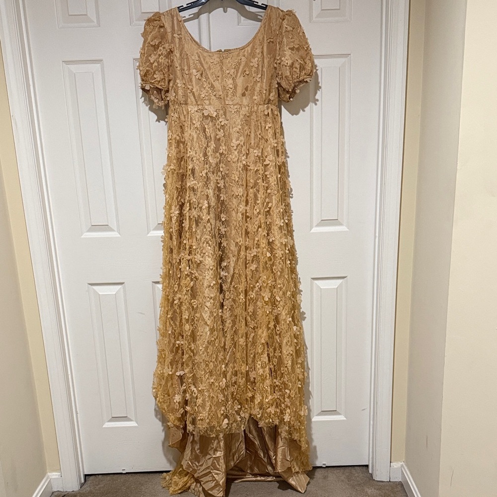 Elegant Gold Lace Gown